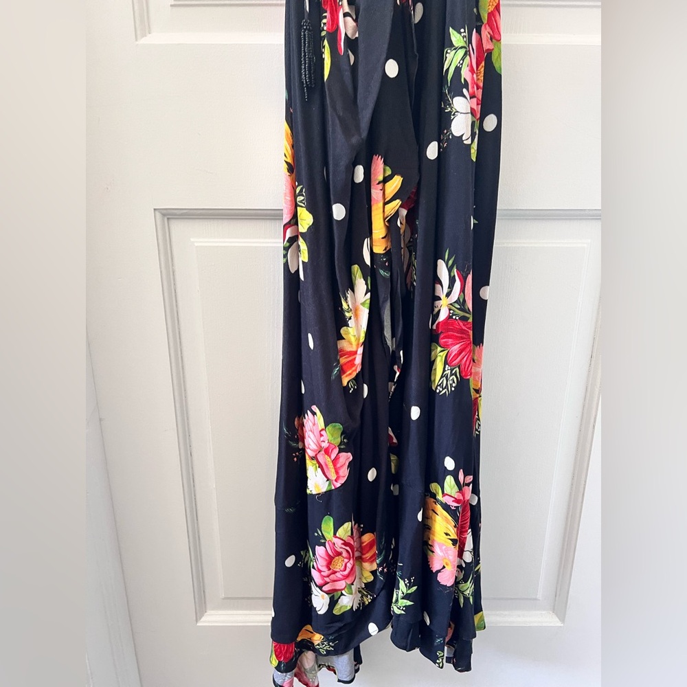Farm Rio Nanaju Black Floral wrap maxi dress - Picture 9 of 12